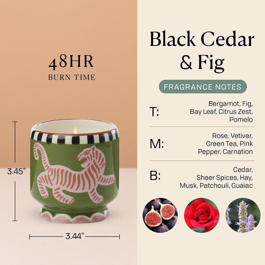 A Dopo Scented Candle, Tiger, Black Cedar & Fig, 8 oz
