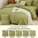 Queen Comforter Set Olive Green, 7 Pieces Soft Bedding Sets Queen, All Season Lightweight Bed in a Bag with Comforter