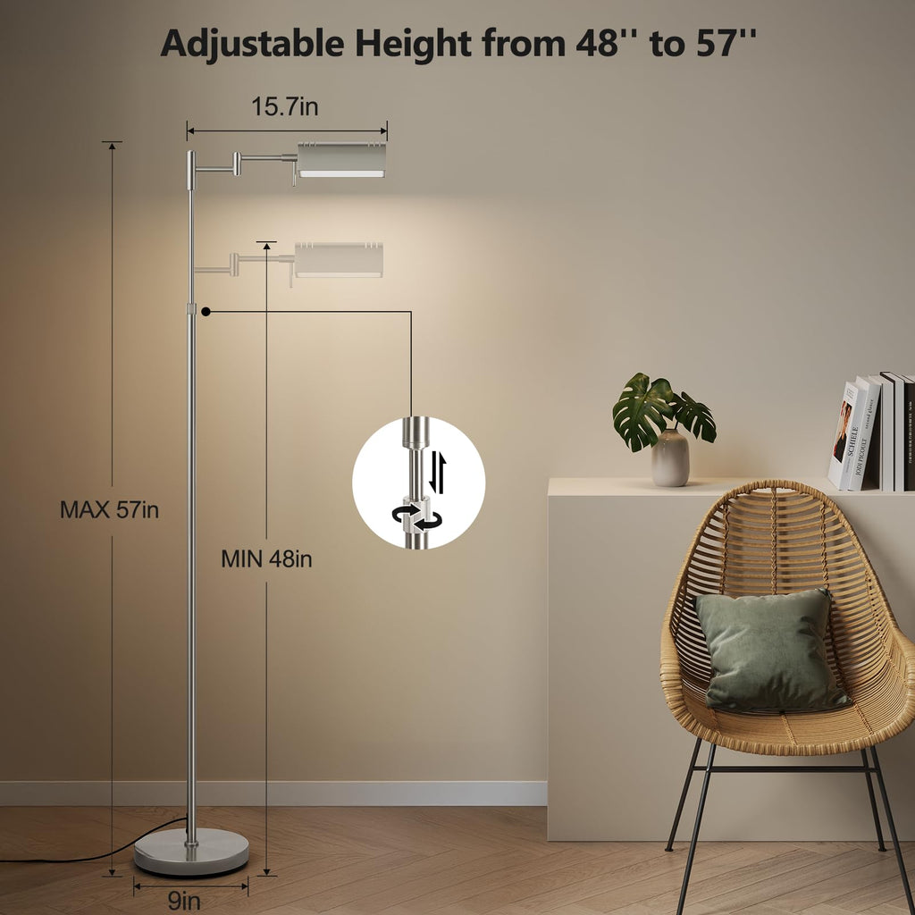 Dimmable LED Pharmacy Floor Lamps, 16W/1500LM Bright Reading Lamp