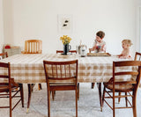 Rectangular Tablecloth, Cotton, Beige and Cream, 63 X 109, Farmhouse Plaid, Heat Resistant, 1.0 Coun