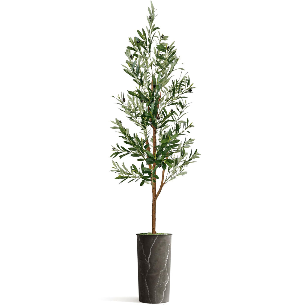 Artificial Tree in Modern Granite Effect Planter, Fake Olive Silk Tree for Indoor and Outdoor Home Decoration - 68"
