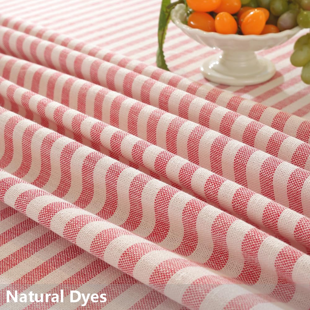 70 Inch Round Tablecloth Red and White Striped Outdoor Table Cover