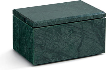 Natural Marble Storage Box with Lid, Rectangular Organizer for Jewelry