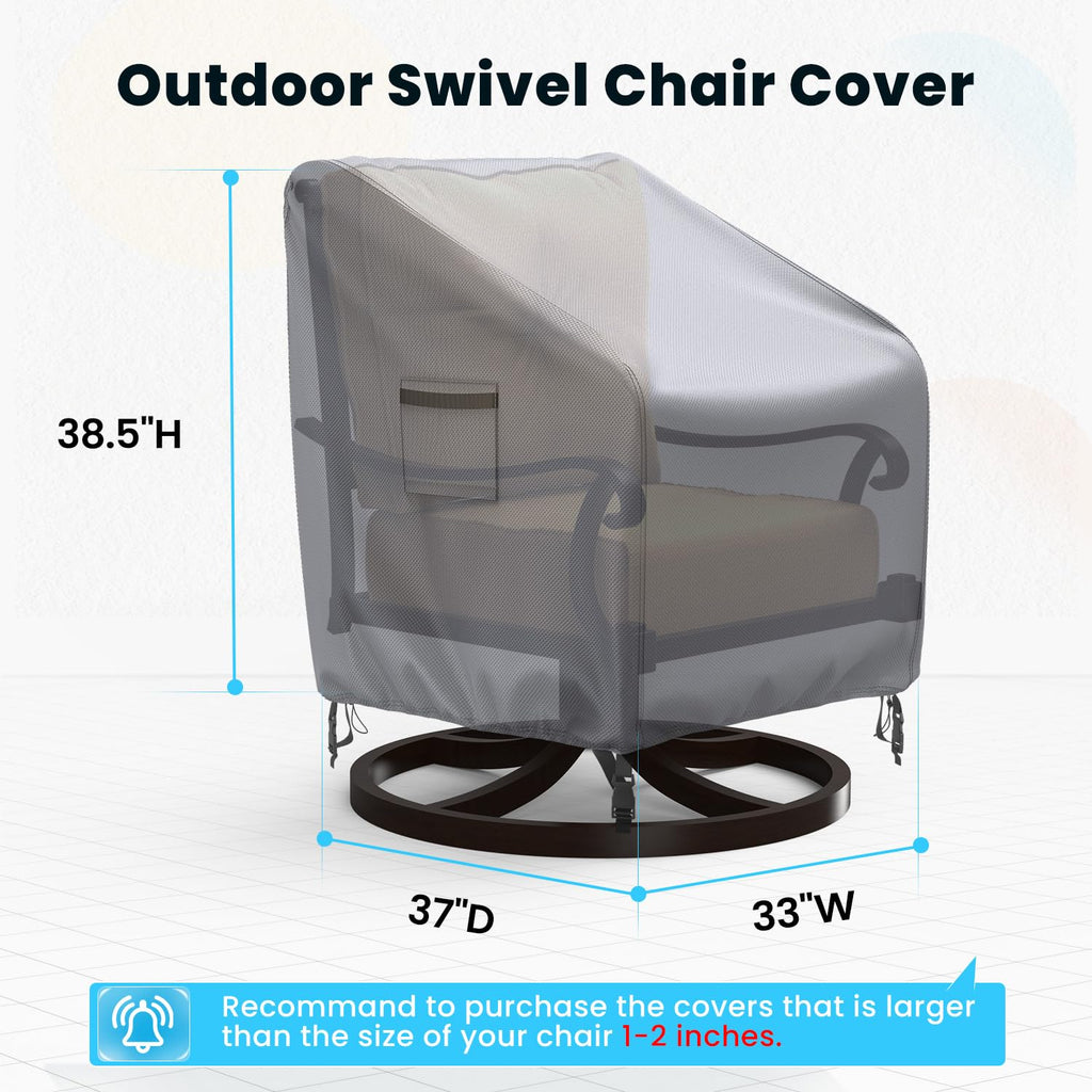 Swivel, 2 Pack Waterproof Outdoor Rocking Chair Covers, Lawn Patio Furniture Covers, Heavy Duty Lounge Chair Cover