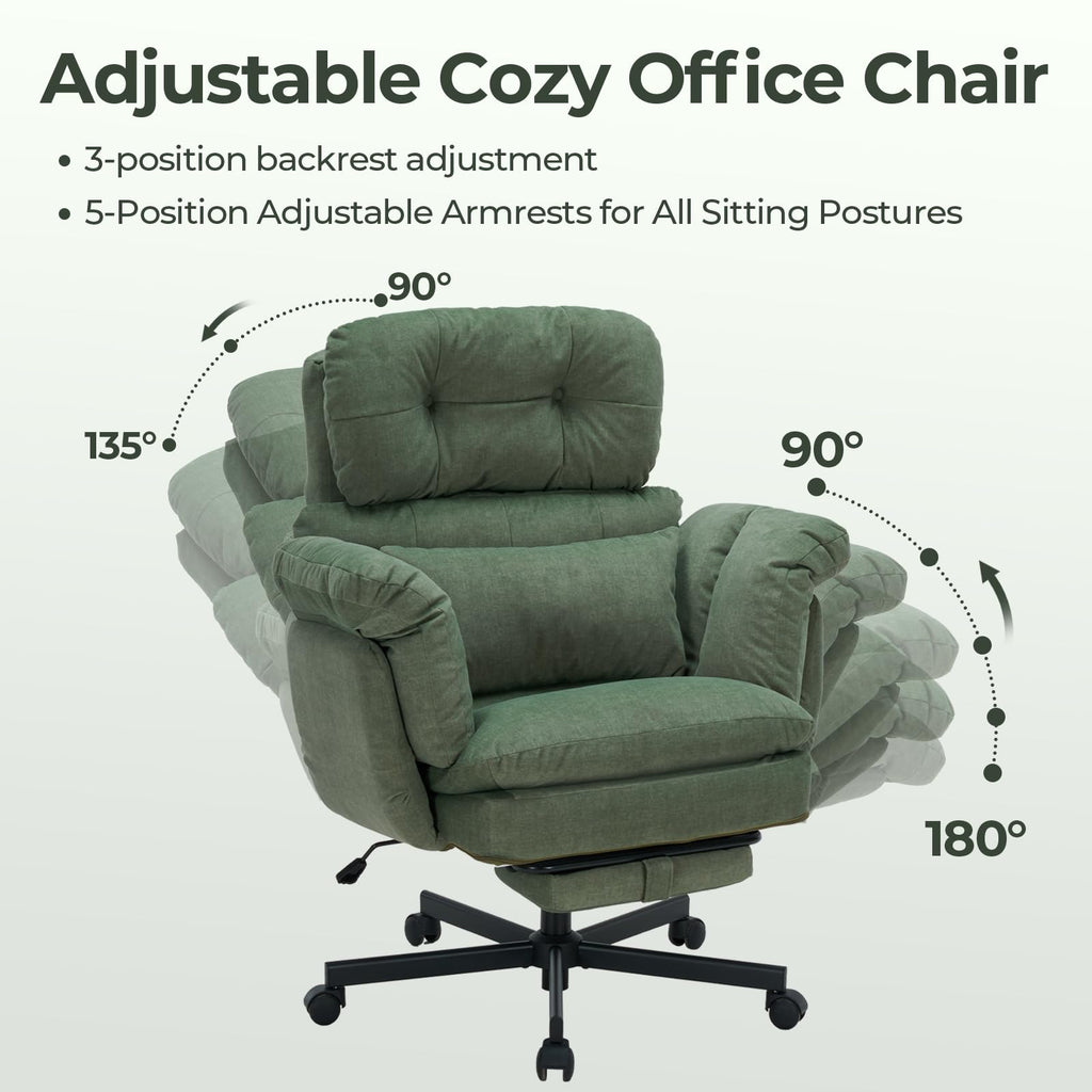 Criss Cross Office Chair with Foot Rest, Big and Tall Office Desk Chairs with Flip Armrests for Pets & Cross Legged