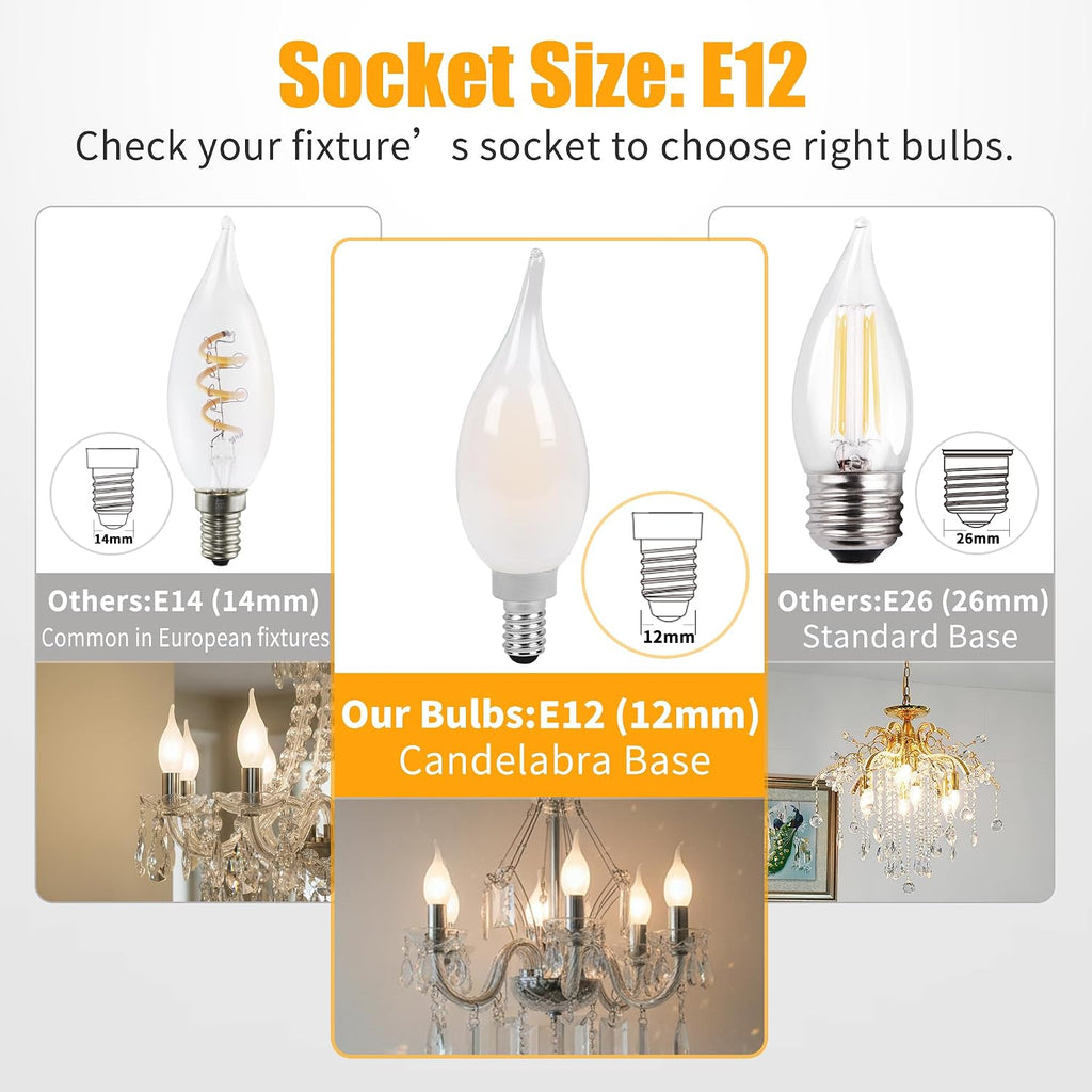 Led Chandelier Light Bulbs, E12 Candelabra Bulb 60 Watt Equivalent