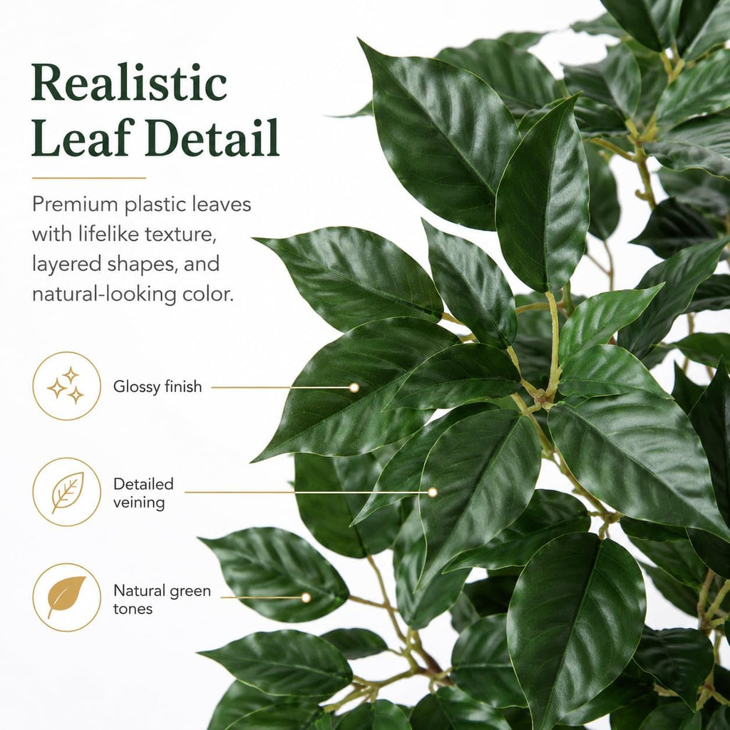 27" Ficus Tree Artificial Plants in Ceramic Pot,Faux Potted Plant