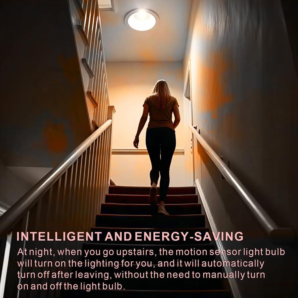 Motion Sensor Led Light Bulbs, 100W Equivalent E26 6000K 13.5W 120V, 4Pack
