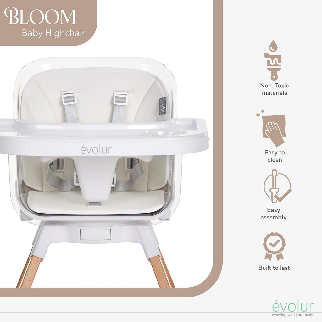 360° Bloom Highchair, Rotating, Convertible Baby Feeding Chair with Adjustable Height, Removable Tray, Easy to Clean
