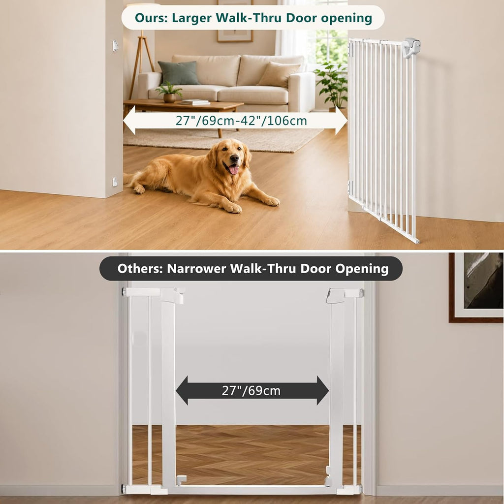 27"-42" Extra Wide Dog Gates for Doorways, 30" H Indoor Pet Gate for Stairs