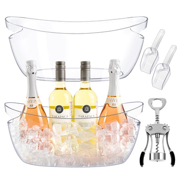 2-Pack Ice Buckets for Parties, 5.5L Clear Beverage Tub, Champagne Bucket