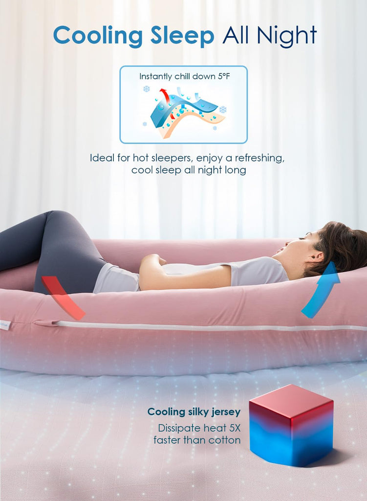 Extra Long Pregnancy Pillows, 60 Inch U Shaped Body Pillow for Sleeping, Cooling Maternity Pillow for Pregnant Women