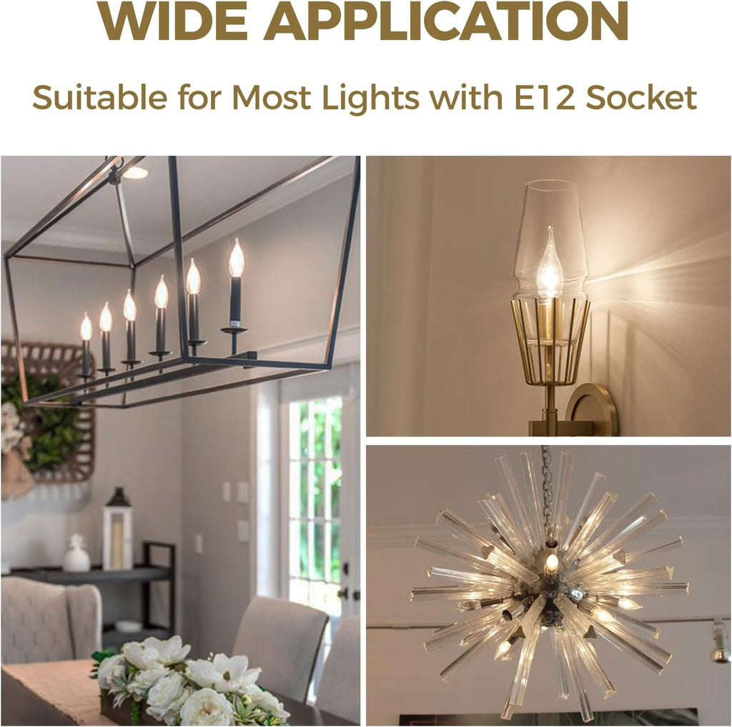 Candelabra Light Bulbs 40W Eq 3000K, Dimmable E12 Bulb, 12 Pack