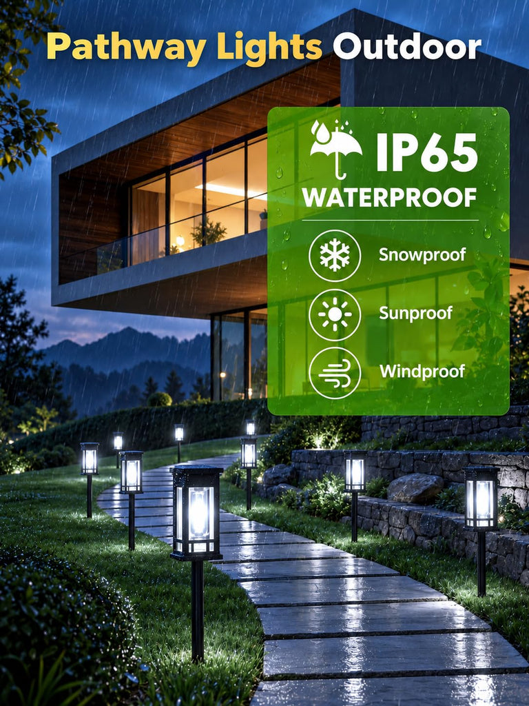 Solar Pathway Lights Outdoor Waterproof, 10 Pack Path Lights