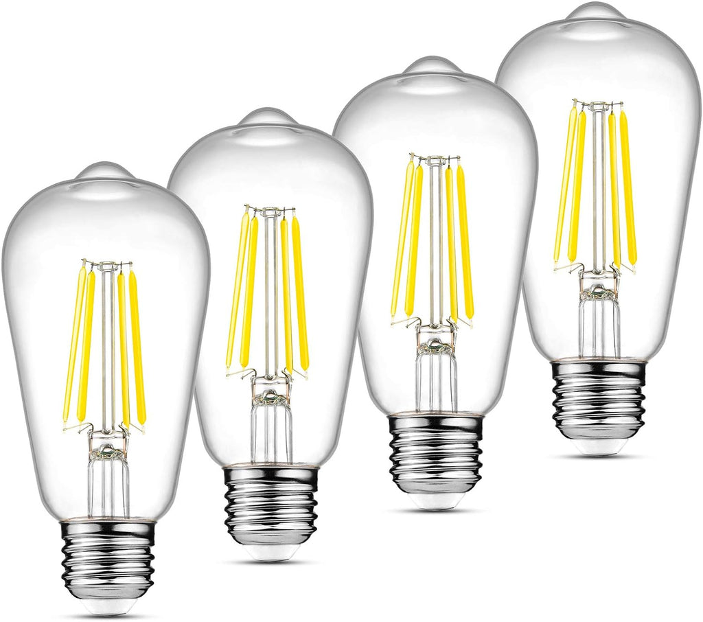 LED Edison Bulbs 6W, Equivalent 60W, High Brightness Cool White 4000K, 700 Lumens, ST58 Vintage LED Filament Bulbs