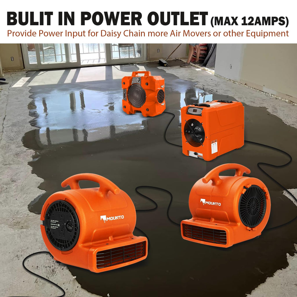 1/4hp 1000CFM 2 Speed Air Mover Carpet Dryer Floor Fan Cooling Fan (Orange)