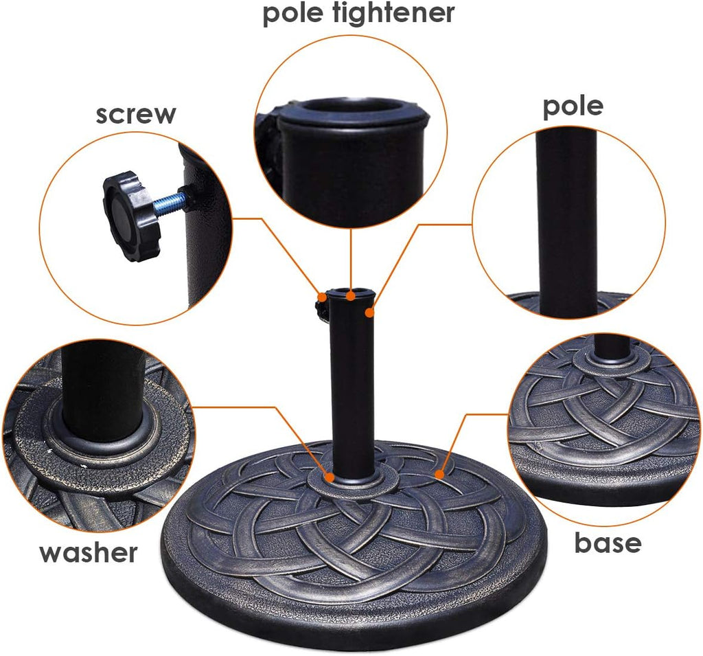 43lbs Patio Market Umbrella Base, Heavy Duty Outdoor Stand