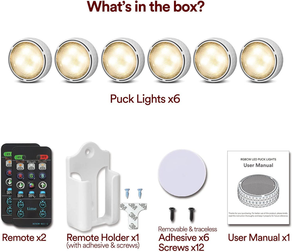 LED Puck Lights Battery Operated LED Under Cabinet Lighting Wireless Stick on Tap Lights with Remote Controll Color