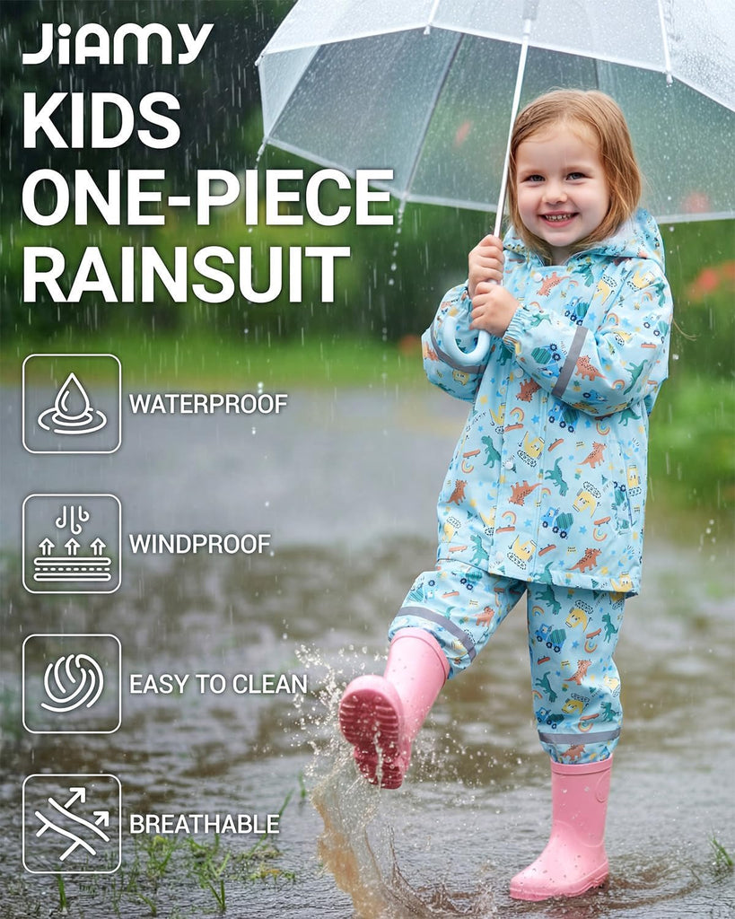 Boys Girls Waterproof Suit,Toddler Piece Raincoat with Portable Storage Bag and Reflective Strip