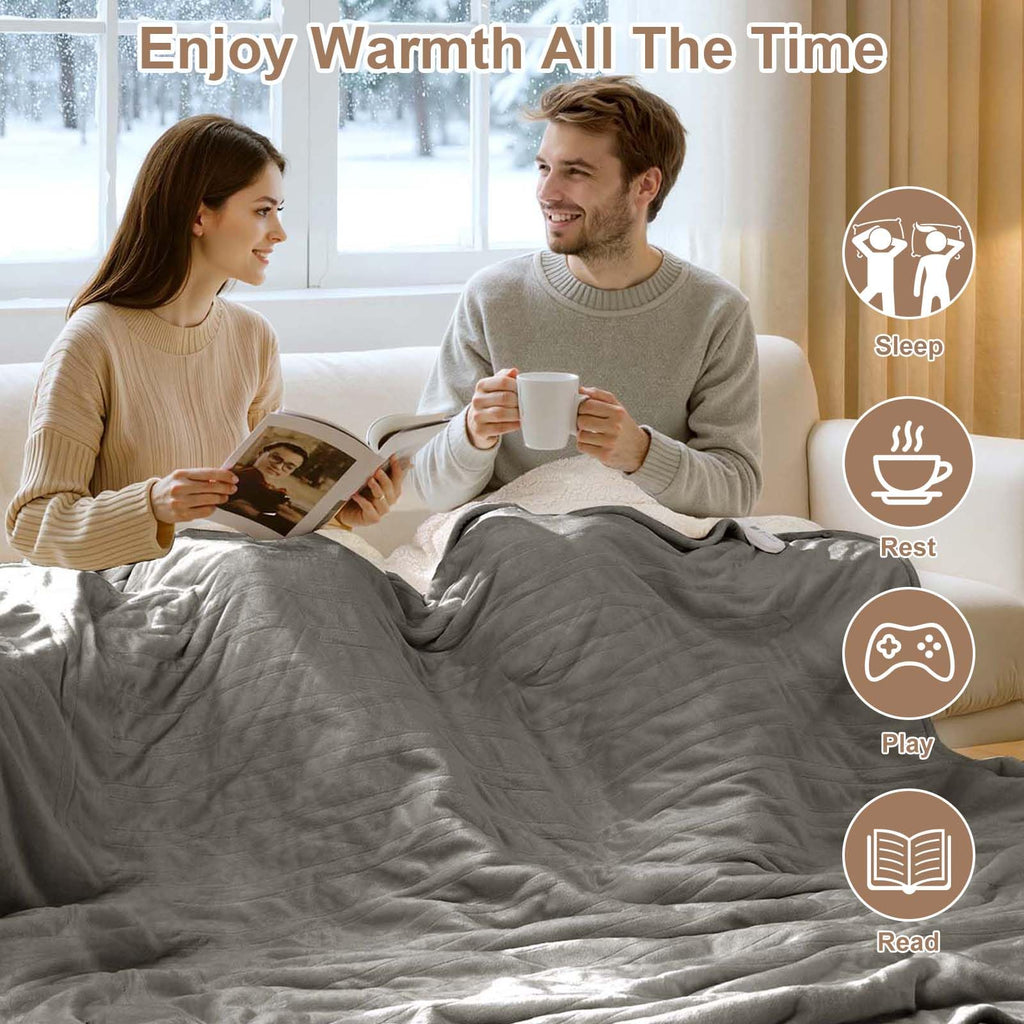 Heated Blanket Dual Control Electric Blanket, Grey