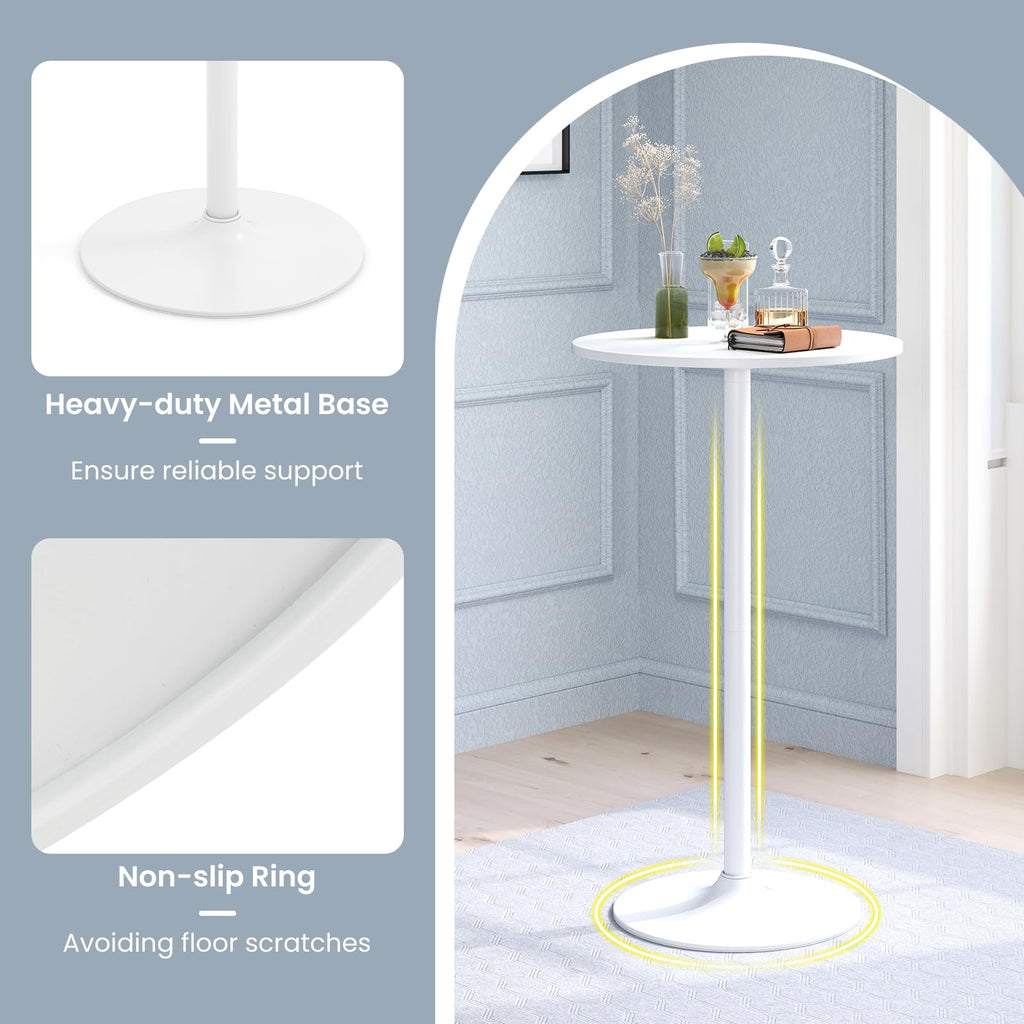 6-Pack 2-in-1 Bar Table with Detachable Pole, Metal Base, 24" Round Top, 40"/22" Two Convertible Height, Cocktail Pub