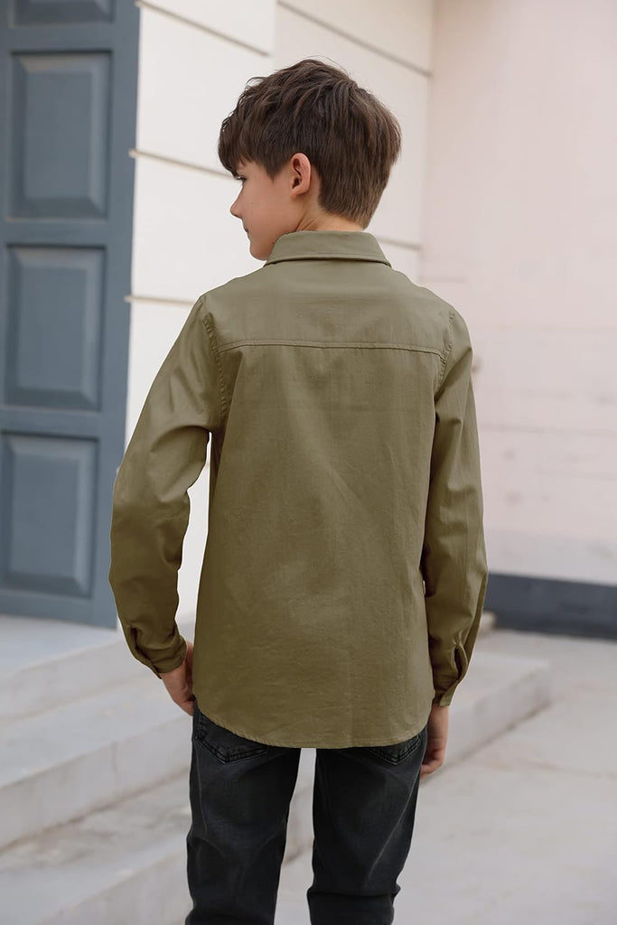 Boys Long Sleeve Dress Shirts Classic Collared Button Down Shirt