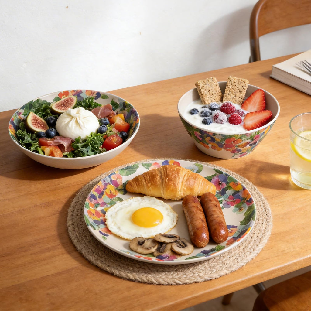 12 Piece Melamine Dinnerware sets,Service for 4, Hydrangea