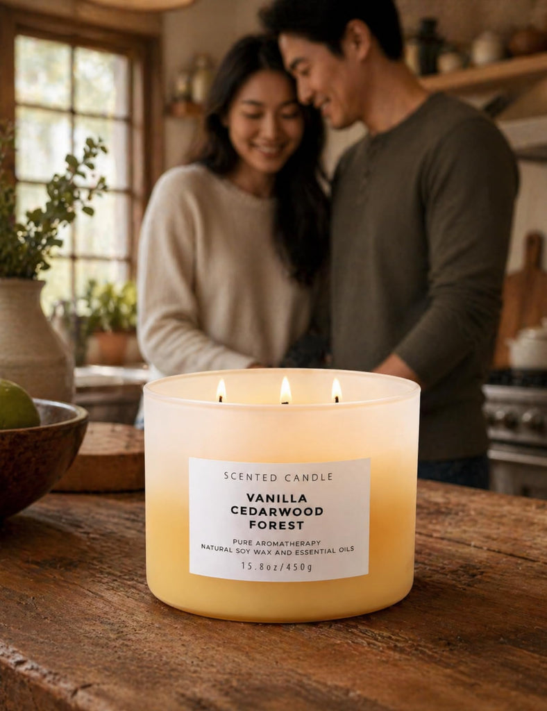 Vanilla Cedarwood Forest Scented Candle, Large 3 Wick Soy Candle, 15.8 Oz