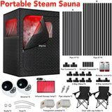 Double Infrared Steam Sauna, Portable Infrared Sauna, Enlarged Size and Two 3L Steamers, Two Upgrade Chairs