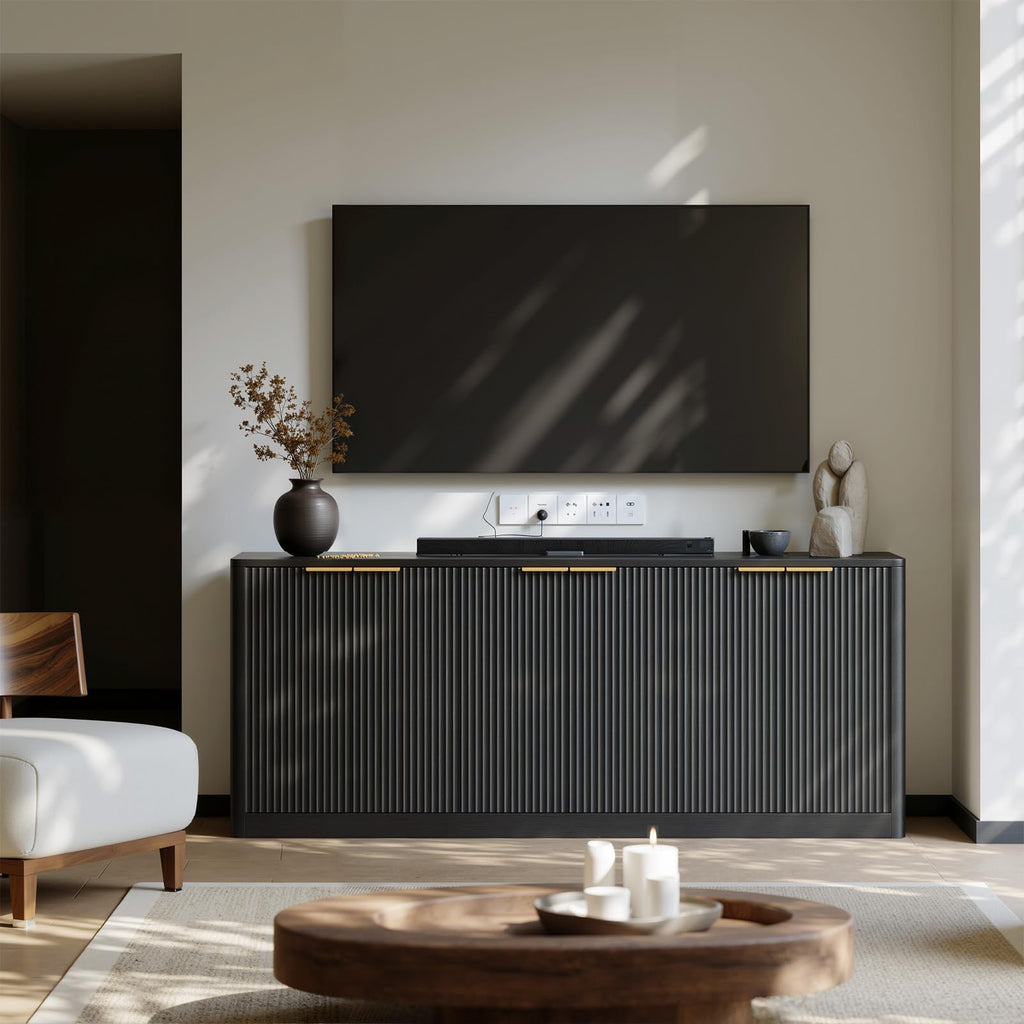 67" Black Fluted TV Stand for TVs up to 75"