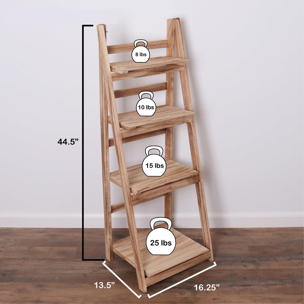 Ladder Shelf - Distressed Bookshelf - Rustic Ladder Bookshelf (Driftwood)