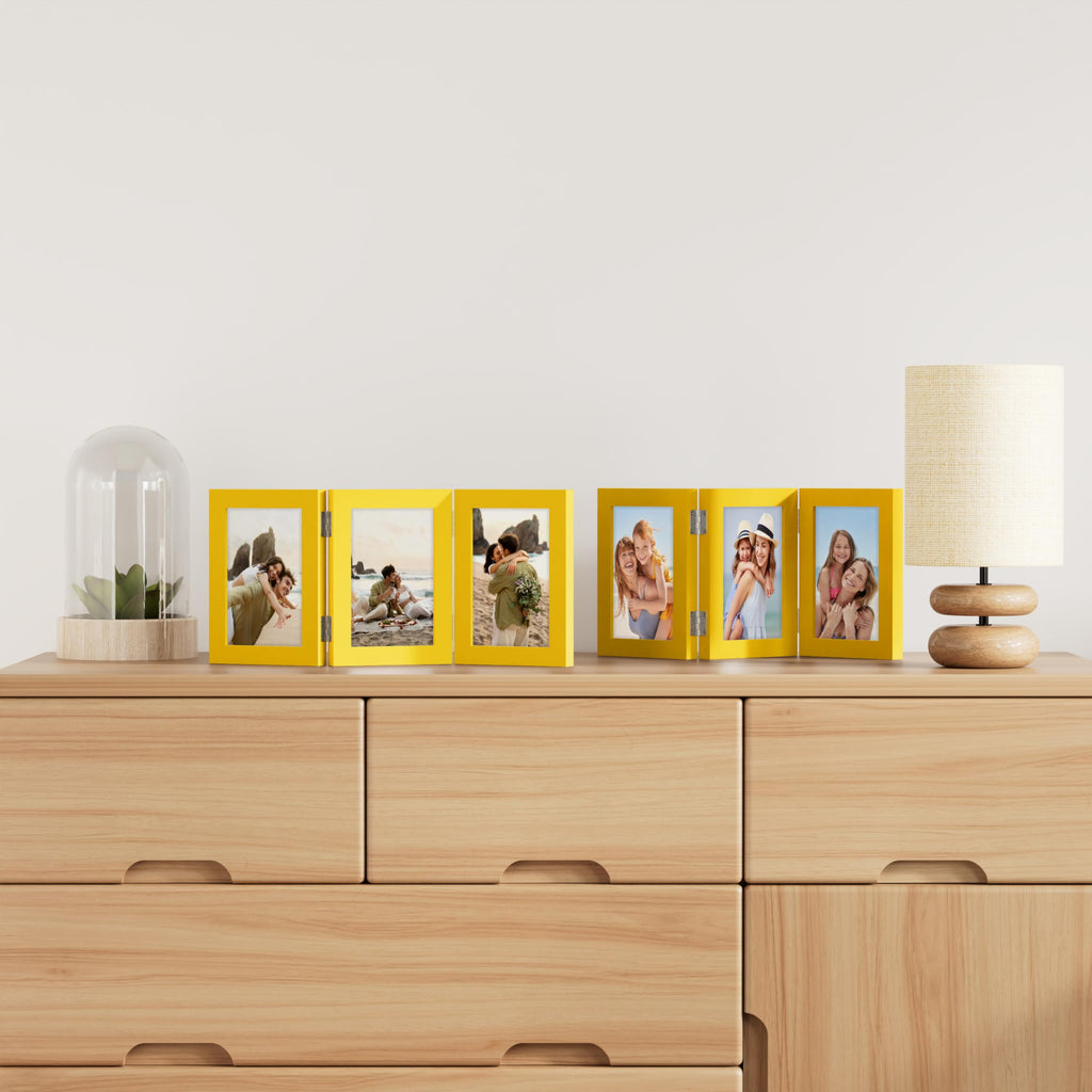 Yellow Triple 5x7 Picture Frame Vertical