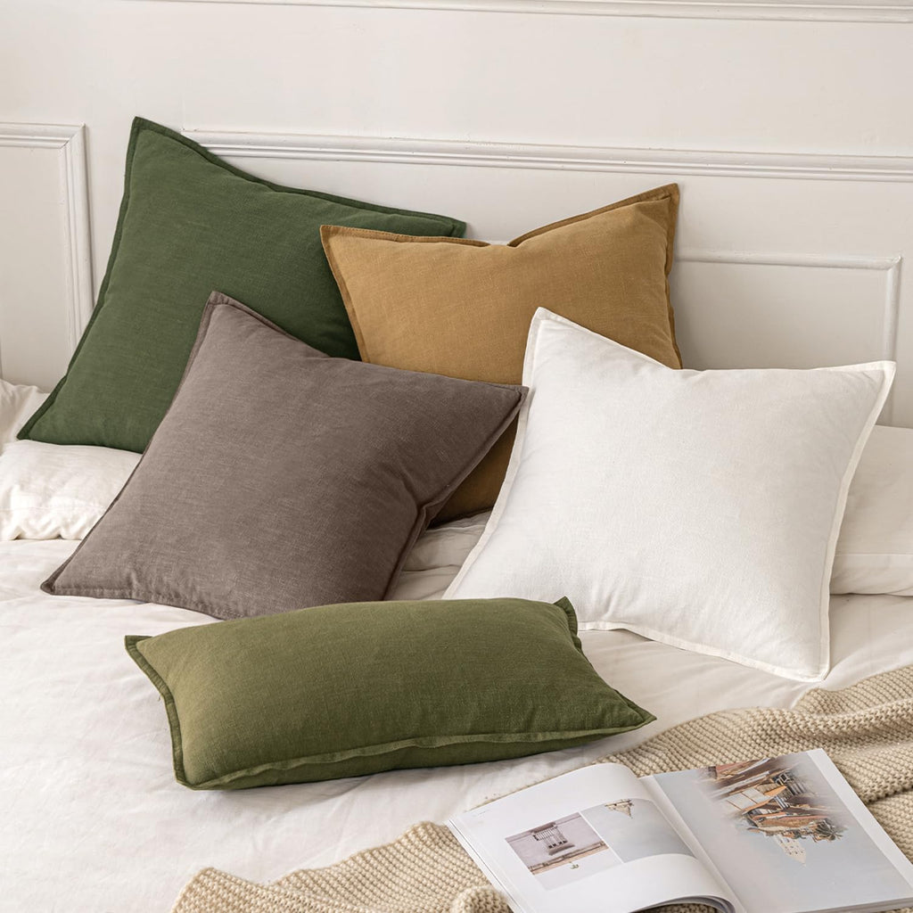 Decorative Linen Euro Sham Pillow Covers 24x24 Malt Ball