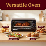 ETO236 Personal Compact 2 Slice Countertop Toaster Oven with 15 Minute Timer & Adjustable Temperature, Bake, Broil, &