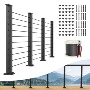 12FT-20FT Complete Set 36" Cable Railing Post Kit