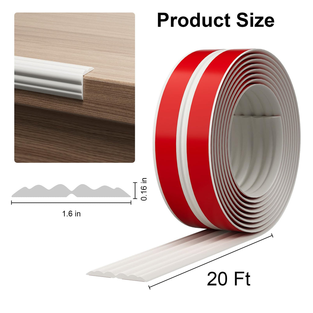 Wall Corner Protector Molding Trim, 1.6 in x 20 ft, White