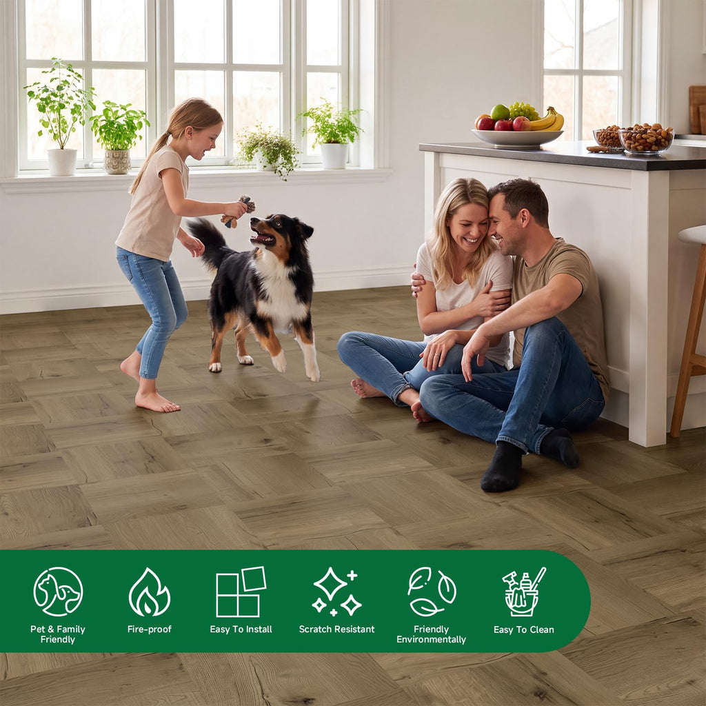 Peel and Stick Floor Tile, 30 Sq.Ft, Strong Adhesion