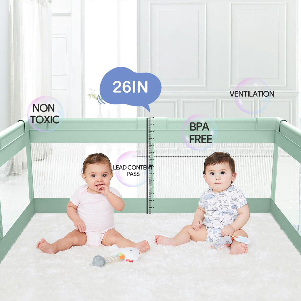 Baby Playpen, Playpen for Babies and Toddlers,47x47in, Light Green