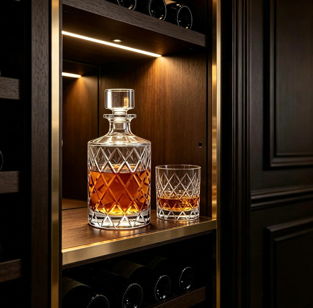 30oz Whiskey Decanter with Glass Stopper, Crystal Bourbon Decanter