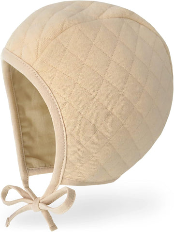 Baby Bonnet Quilted Cotton Pilot Cap Muslin Lined Hat