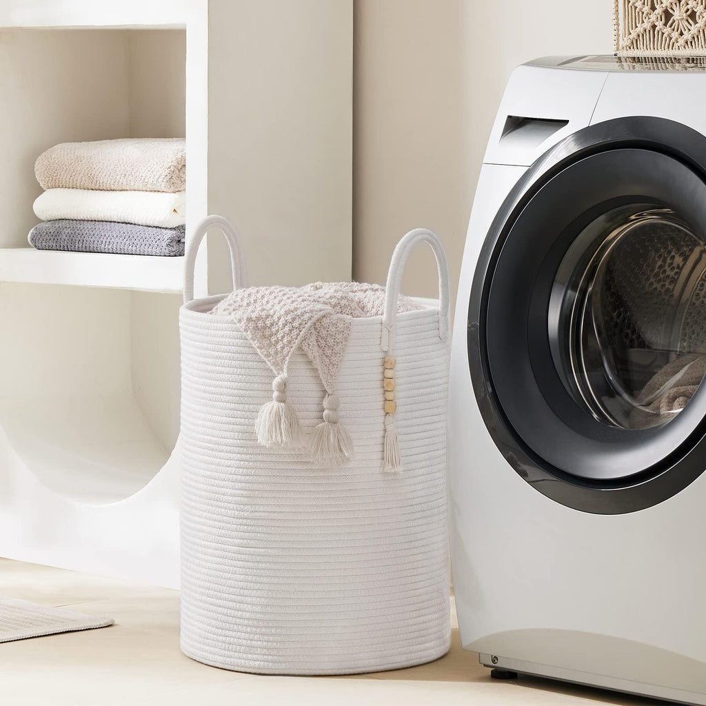 72L Tall Cotton Rope Laundry Hamper Basket