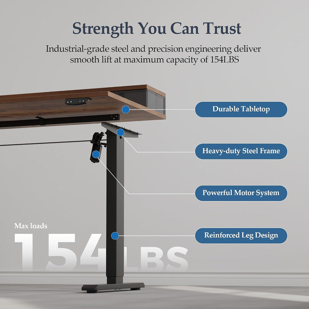 55 x24 Inch Electric Standing Desk with Drawers, Adjustable Height Small Sit Stand Desk , Compact Computer