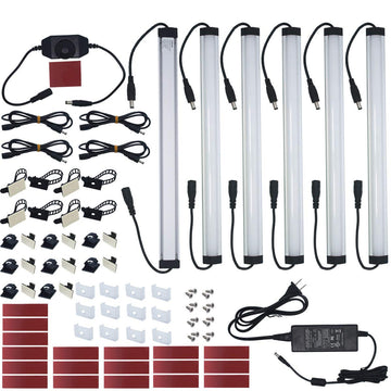 Kitchen Under Cabinet LED Lighting Kit Plug-in, Super Bright, 6 PCS 12 Inches Light Bars, Daylight White, 31W 2000