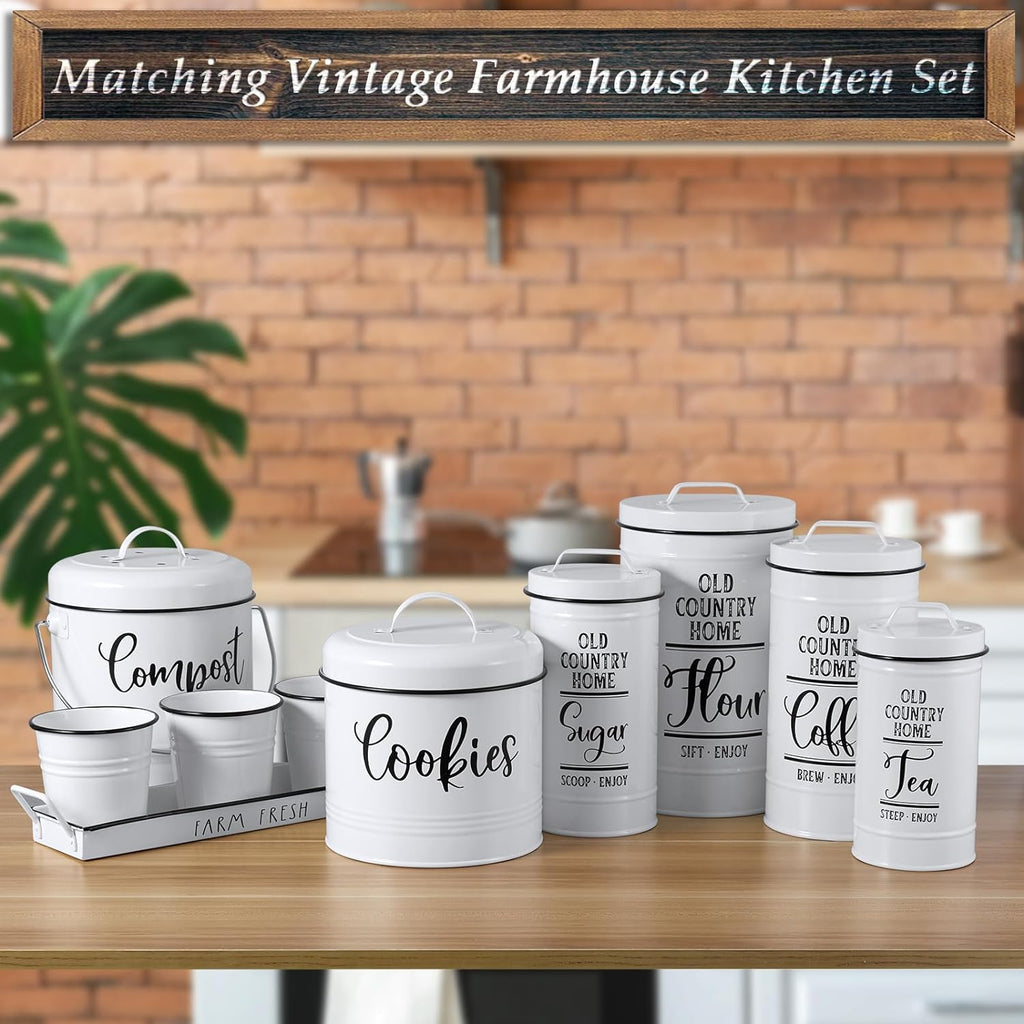 Farmhouse Cookie Jar Counter, 1 Gallon Vintage Cookie Jar with Airtight Lid, Large Food Storage Container for Candy