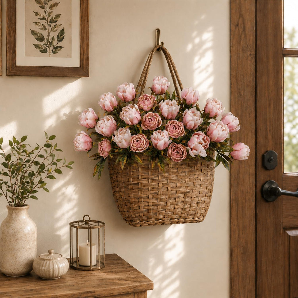 Faux Silk Peony Artificial Flowers Stems for Vase, 18" Ombre Pink - Set of 7