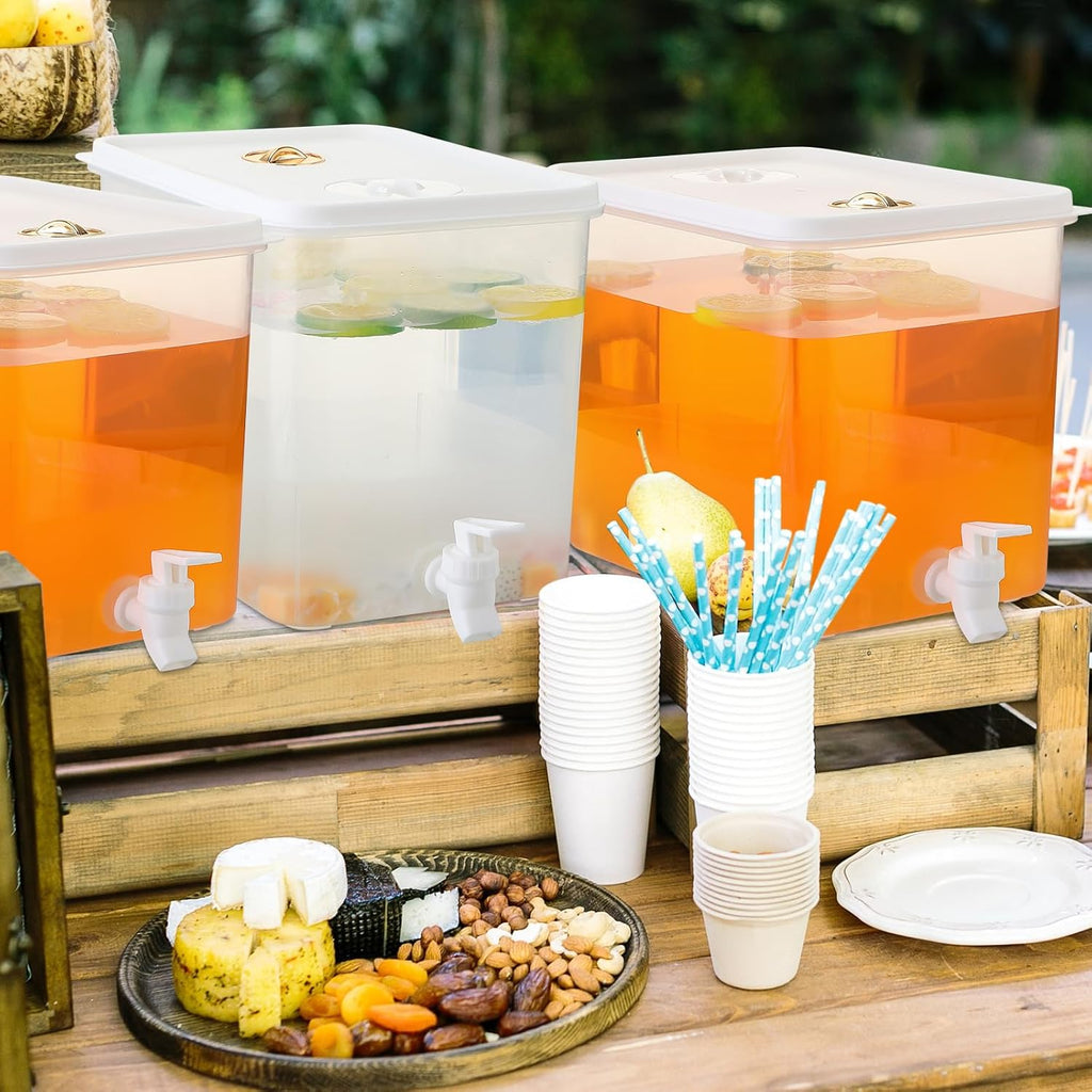 Gallon Fridge Beverage Drink Dispenser with Spigot Leak-proof Lids Filter Screen Juice Container Sealed - Set of 4