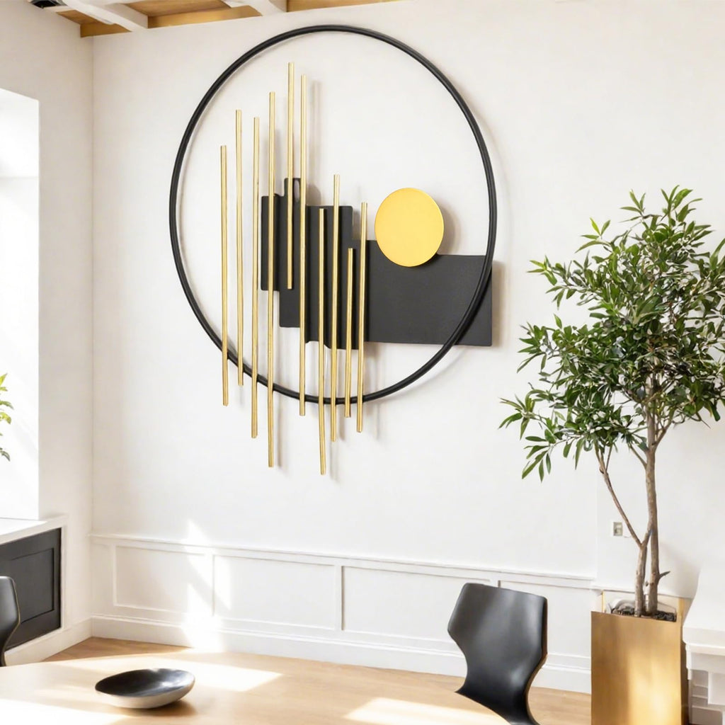 3D Large Metal Wall Decor Modern Aesthetic Wall Sculptures 19.7''x23.2'' Luxury Geometric Circular Decor Wall Art