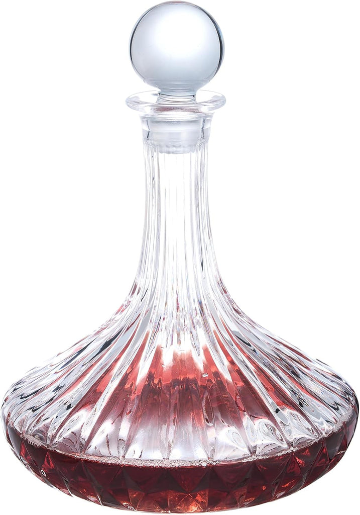 1000ml Wine Decanter with Glass Stopper - Wide Base for Rapid Aeration, Drip-Free Spout, Gift Box for Red Wine