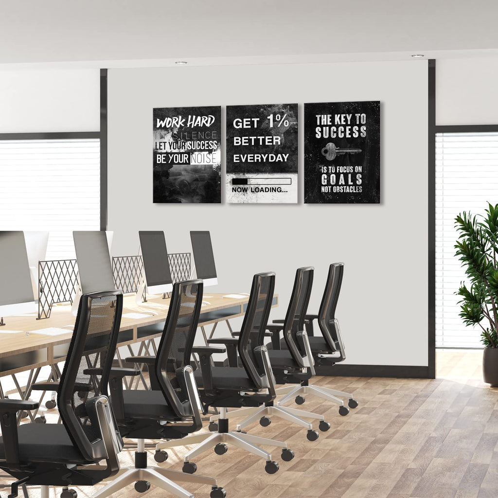 Inspirational Motivational Canvas Art, Grind Hustle Wall Decor 3 Pieces (Work-Hard, 48" W x 24" H)