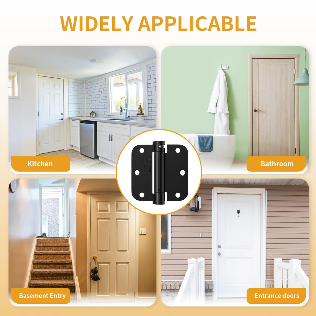 3 Pack Self Closing Door Hinges 3.5 Inch, Adjustable Tension